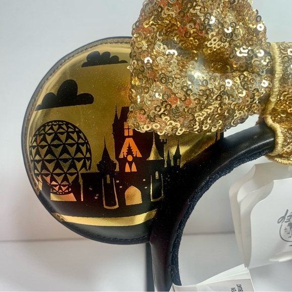 NWT. Disney Park Icons Ear Headband with Removable gold sequin Bow. - Picture 3 of 12